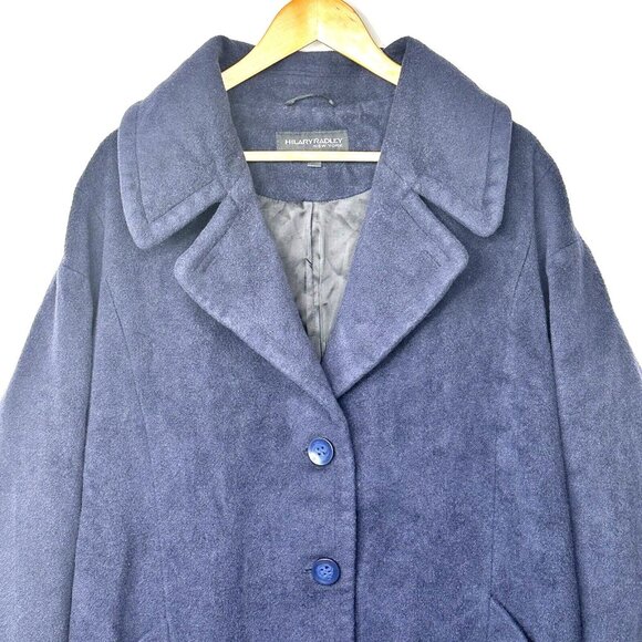 Vtg Hilary Radley New York Womens Wool Coat Button Up Notched Collar Blue Sz 10 - Picture 3 of 14
